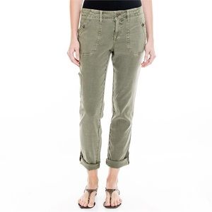 Level 99 Dayla Cargo Pants Olive Green Army Linen